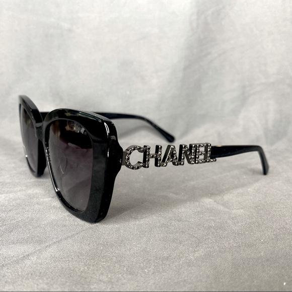 CHANEL Accessories - CHANEL RHINESTONE LOGO SQUARE SUNGLASSES